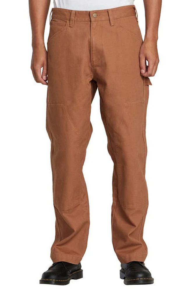 RVCA Chainmail Cotton Carpenter Pants in Rawhide at Nordstrom, Size 30