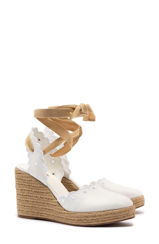 Larroudé Poppy Espadrille Wedge Slingback Pump White at Nordstrom,