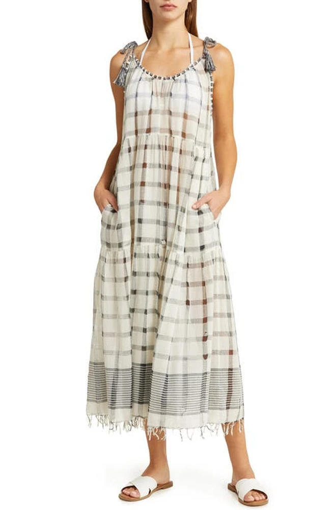 Ulla Johnson Fortuna Check Cotton Cover-Up Dress Eclipse at Nordstrom,