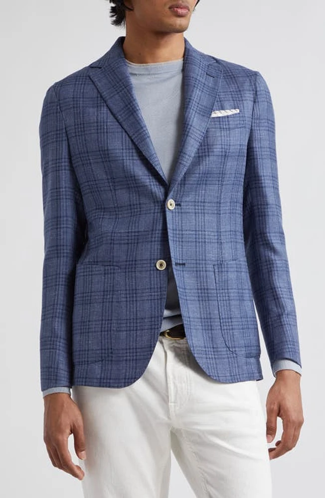 Eleventy Plaid Cashmere Blend Blazer in Blue at Nordstrom, Size 38 Us