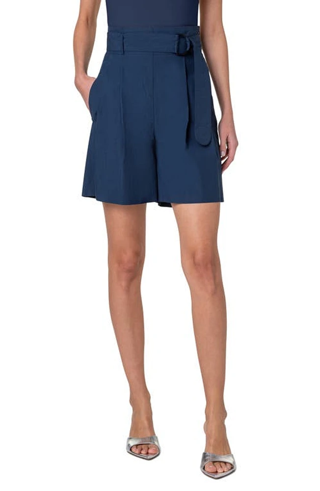 Akris punto Fiorellina Belted Bermuda Shorts Ink at Nordstrom,