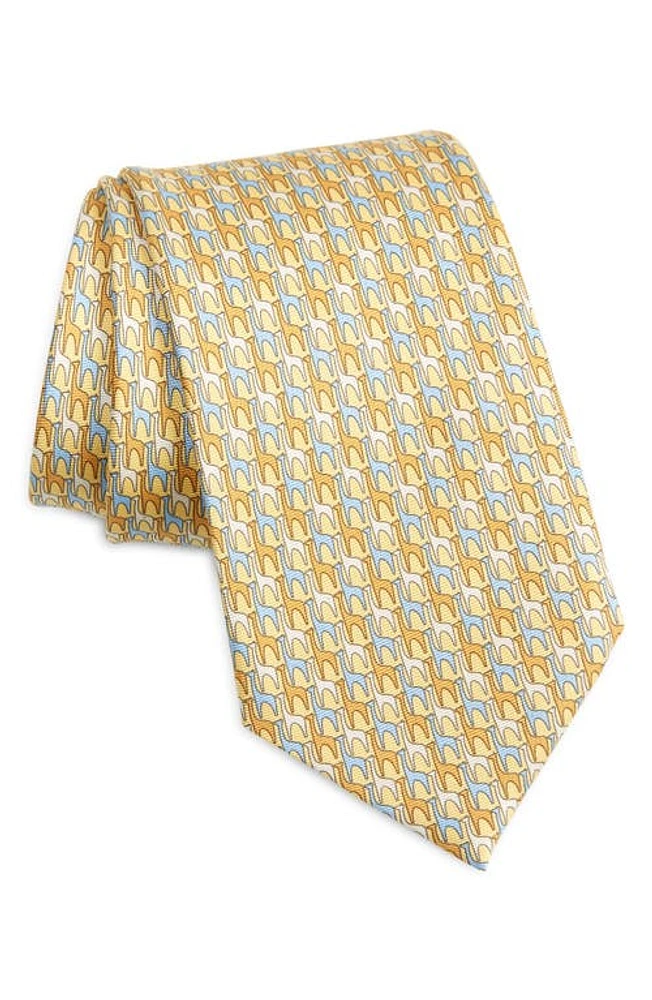 ZEGNA TIES Quadri Giraffe Silk Tie in Yellow at Nordstrom