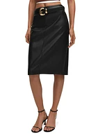 MANGO Faux Leather Pencil Skirt Black at Nordstrom,