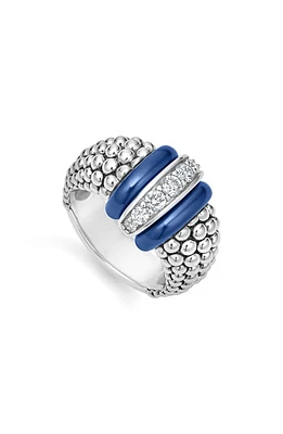 LAGOS Large Blue Caviar Diamond Link Ring in Ultramarine at Nordstrom, Size 7