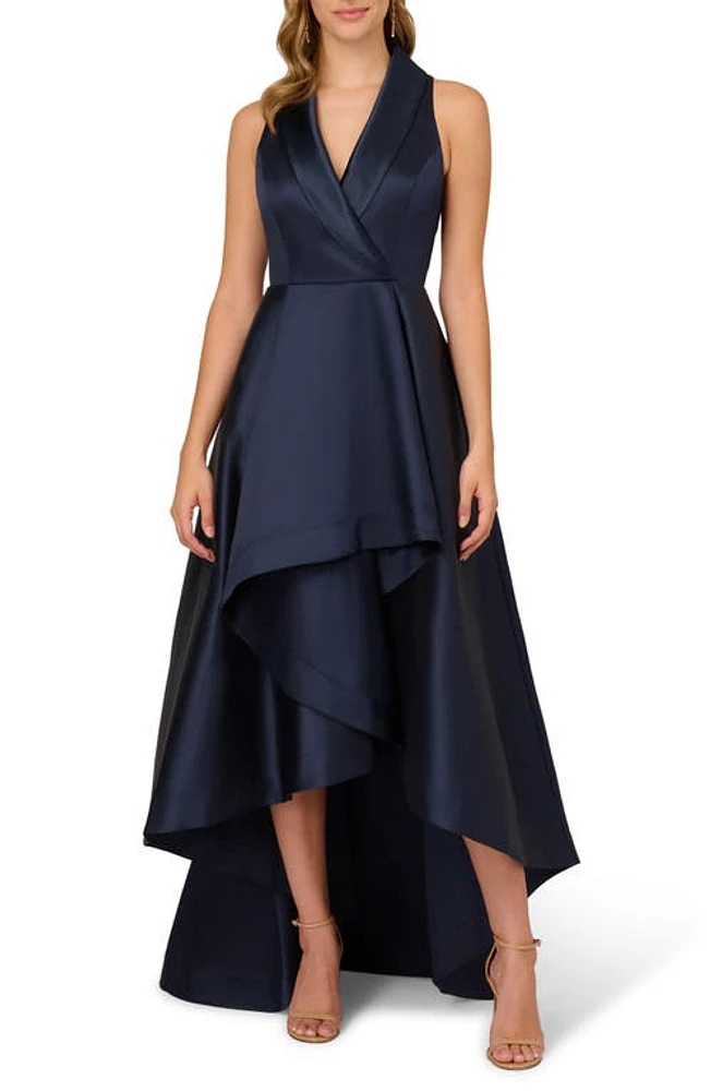 Adrianna Papell Tuxedo High-Low Satin Gown at Nordstrom,