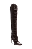 Schutz Maryana Croc Embossed Over the Knee Boot Dark Chocolate at Nordstrom,