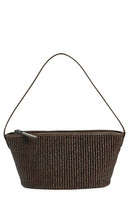 Brunello Cucinelli Raffia Shoulder Bag in C300 Dark Brown at Nordstrom