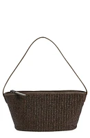 Brunello Cucinelli Raffia Shoulder Bag in C300 Dark Brown at Nordstrom