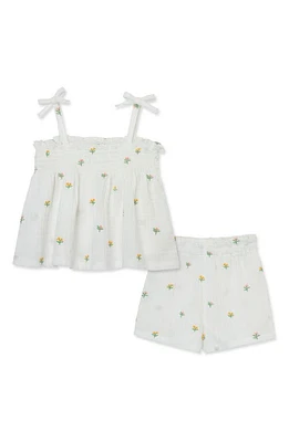 Little Me Floral Tie Shoulder Cotton Gauze Top & Shorts Set at Nordstrom,