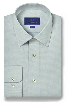 David Donahue Slim Fit Micro Dobby Cotton Dress Shirt Grass at Nordstrom, 