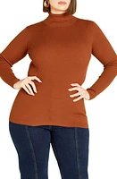 City Chic Mia Rib Turtleneck Sweater Toffee at Nordstrom