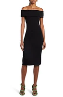 Bottega Veneta Off the Shoulder Technical Knit Midi Dress Black at Nordstrom, Us