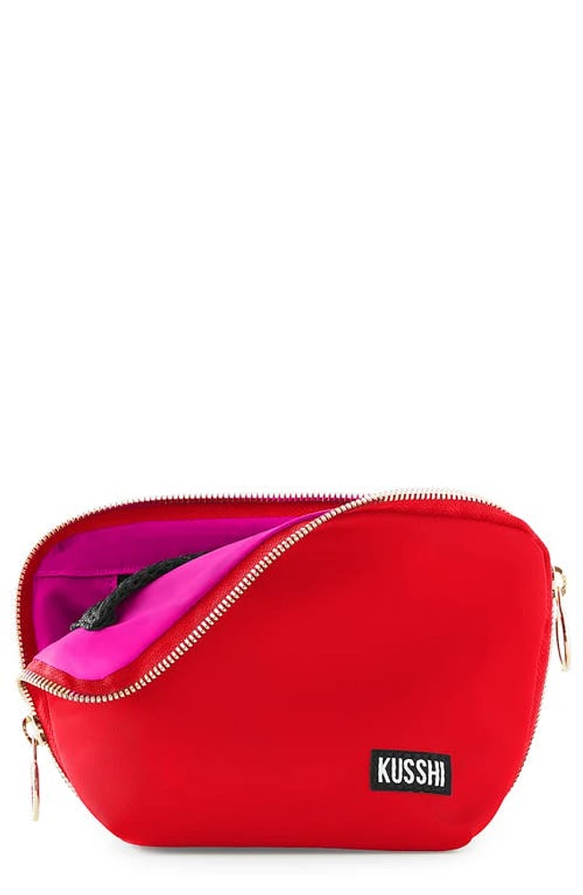 KUSSHI Everyday Cosmetics Bag in Candy Apple Red/Pink Nylon at Nordstrom