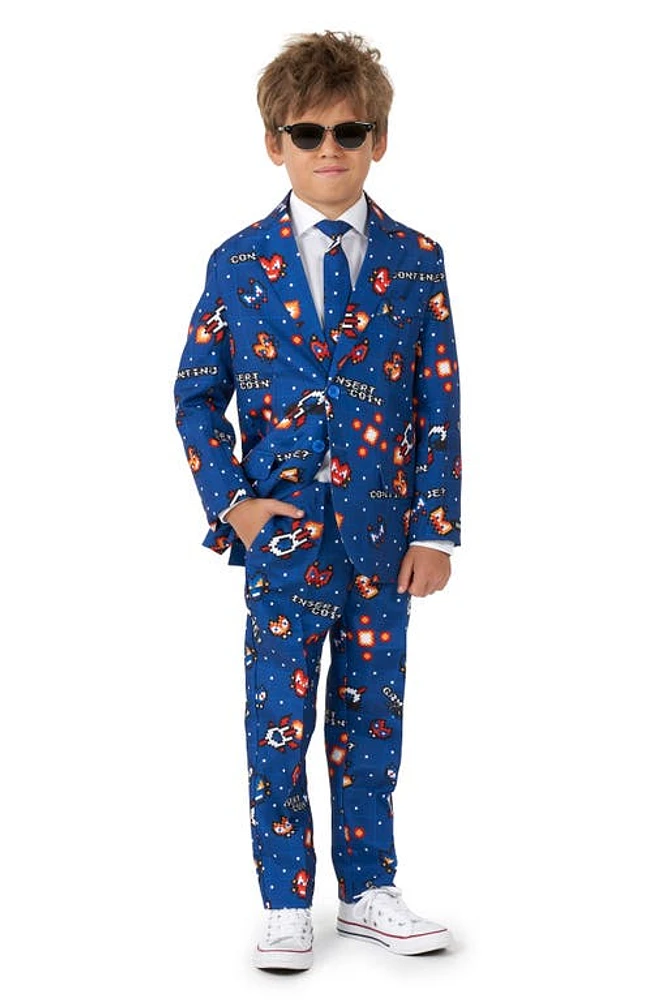 OppoSuits Retro Gamer Two-Piece Suit with Tie in Blue at Nordstrom