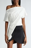 Courrèges Asymmetric Bateau Neck Cotton Knit Dress Heritage White at Nordstrom,