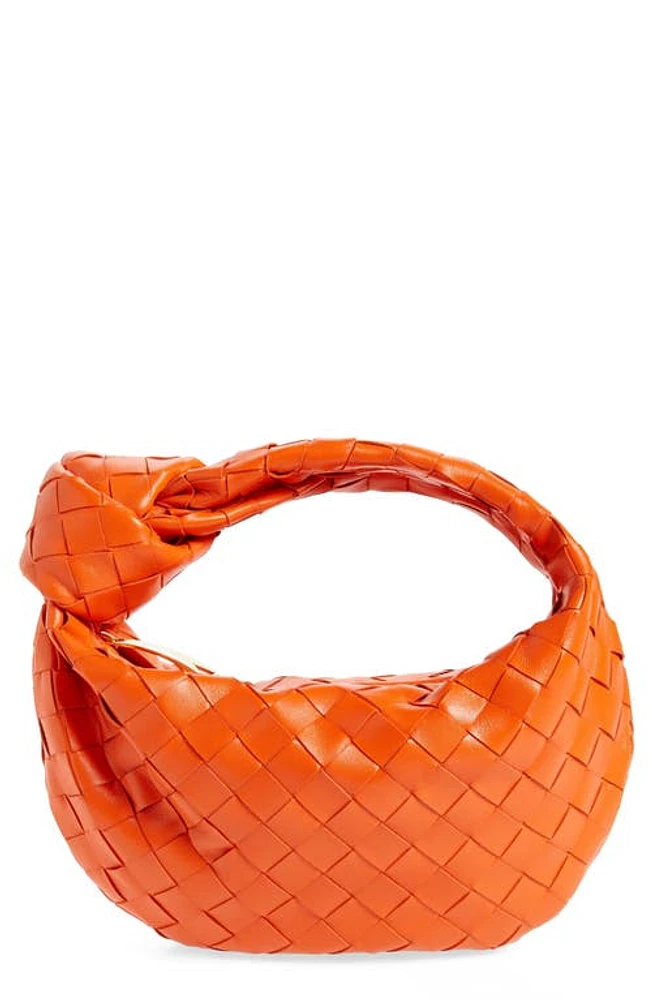 Bottega Veneta Mini Jodie Leather Hobo in 7642 Orange-Gold at Nordstrom