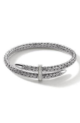 John Hardy Spear Pavé Diamond Flex Bracelet in Silver at Nordstrom