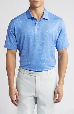 Peter Millar Geometric Paisley Performance Golf Polo Bonnet at Nordstrom,