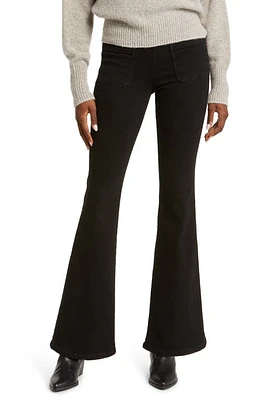 FRAME Jetset Flare Pull-On Jeans Sheen Noir at Nordstrom,