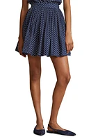 Polo Ralph Lauren Polka Dot Pleated Miniskirt Navy at Nordstrom,