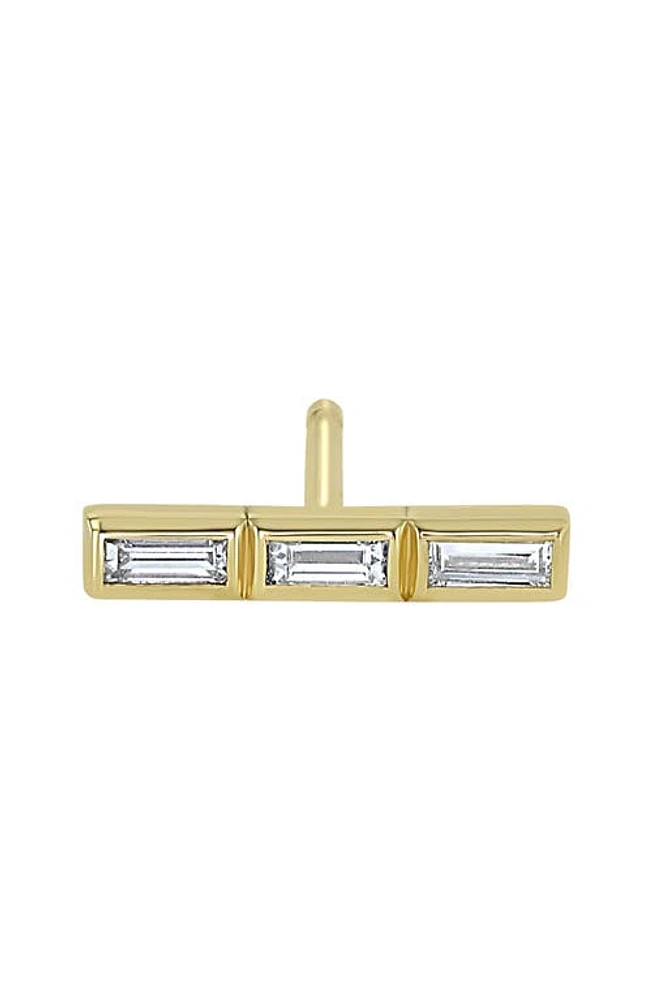 Zoë Chicco Single Baguette Diamond Bar Stud Earring in 14K Gold at Nordstrom