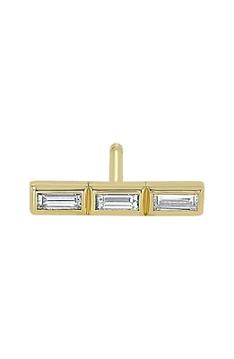 Zoë Chicco Single Baguette Diamond Bar Stud Earring in 14K Gold at Nordstrom