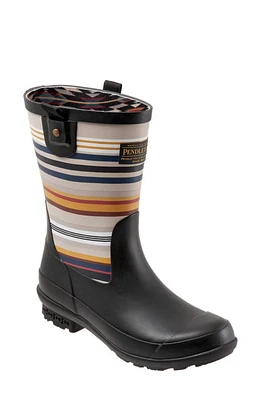 Pendleton Bridger Stripe Waterproof Rain Boot in Black at Nordstrom, Size 7