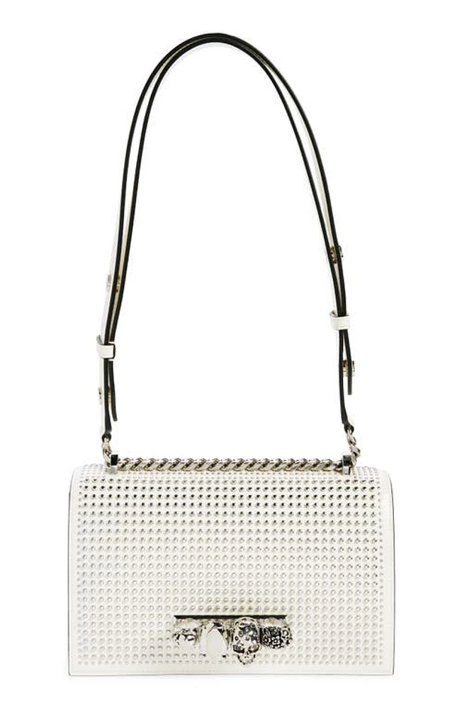 Alexander McQueen Stud Jeweled Knuckle Clasp Leather Shoulder Bag in Soft Ivory at Nordstrom