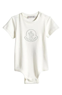 Moncler Tutina Embroidered Cotton Bodysuit Light Grey at Nordstrom, M