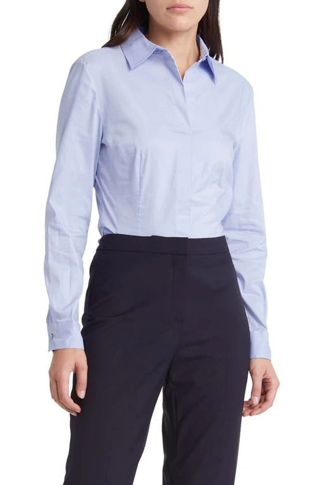 BOSS Bashinah Cotton Blend Blouse Chambray Blue at Nordstrom,