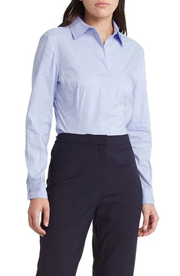 BOSS Bashinah Cotton Blend Blouse Chambray Blue at Nordstrom,