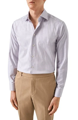 Eton Contemporary Fit Check Stretch Cotton & Lyocell Dress Shirt Medium Pink at Nordstrom,