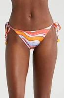 Maaji Swizzle Blossom Sunning Side Tie Bikini Bottoms Orange at Nordstrom,