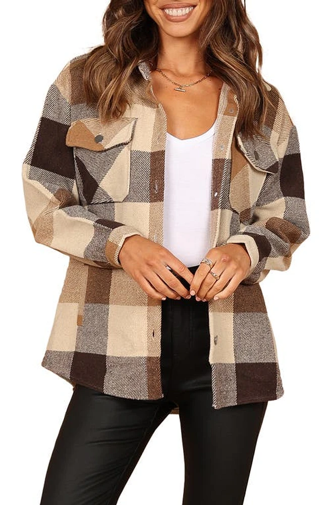 Petal & Pup Adkin Plaid Flannel Jacket in Brown at Nordstrom, Size Small