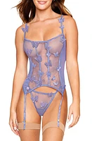 Dreamgirl 3D Butterfly Basque with Garter Straps & G-String Set in Lavender Haze at Nordstrom