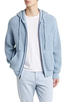 ATM Anthony Thomas Melillo Ribbed Wool Blend Sweater Hoodie Heather Denim Blue at Nordstrom,