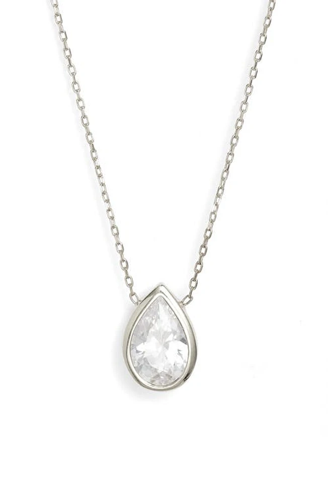 SHYMI Pear Cubic Zirconia Bezel Pendant Necklace in Silver/White at Nordstrom