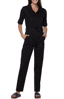 Wash Lab Denim Hi-Bar Long Sleeve Jumpsuit Black at Nordstrom,