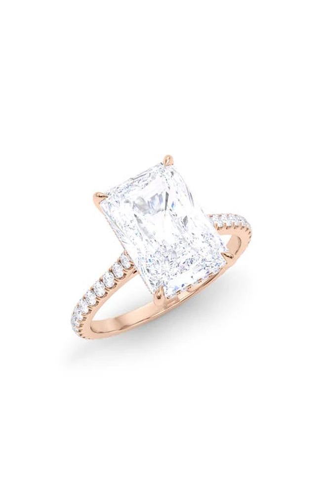 HauteCarat Radiant Cut & Pavé Lab Created Diamond 18K Gold Ring in Rose Gold at Nordstrom