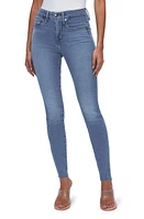 Good American Legs Raw Hem Mid Rise Skinny Jeans Blue655 at