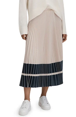 Reiss Marie Pleated Midi Skirt Beige/Navy at Nordstrom, Us