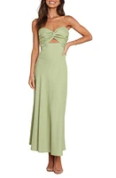 Petal & Pup Rosetta Cutout Cotton Linen Strapless Dress at Nordstrom,