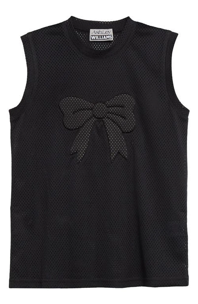 Ashley Williams Xtreme 3D Bow Mesh Sleeveless Top Black Airtex at Nordstrom,