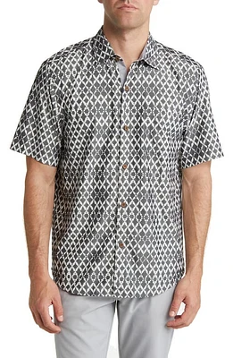 Tommy Bahama Mojito Bay Shibori Shores Short Sleeve Button-Up Shirt in Washed Black at Nordstrom, Size Medium