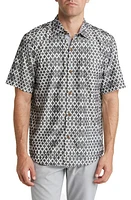 Tommy Bahama Mojito Bay Shibori Shores Short Sleeve Button-Up Shirt in Washed Black at Nordstrom, Size Medium