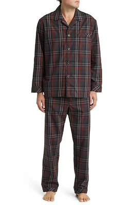 Majestic International Masons Easy Care Plaid Woven Pajamas Charcoal/Burgundy at Nordstrom,