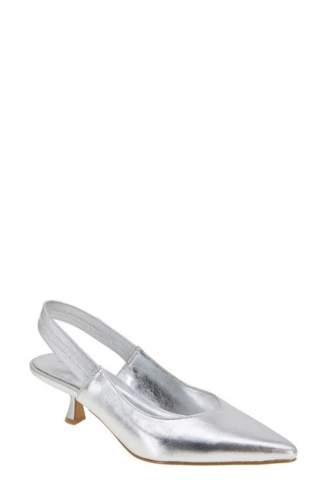 bcbg Kayla Pointed Toe Kitten Heel Pump Silver at Nordstrom,