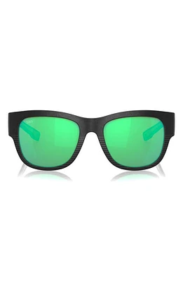 Costa Del Mar Caleta 55mm Mirrored Polarized Square Sunglasses in Black/Green Mirror at Nordstrom