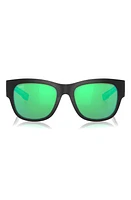 Costa Del Mar Caleta 55mm Mirrored Polarized Square Sunglasses in Black/Green Mirror at Nordstrom