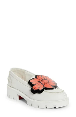 Christian Louboutin x Shun Sudo Button Flower Moc Toe Lug Loafer W302 Bianco/Lin Bianco at Nordstrom,